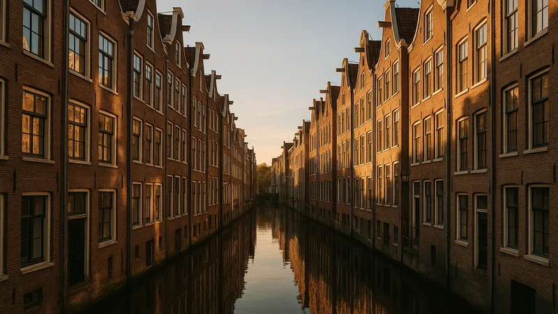 Historische grachtenpanden met trapgevels langs een Amsterdamse gracht